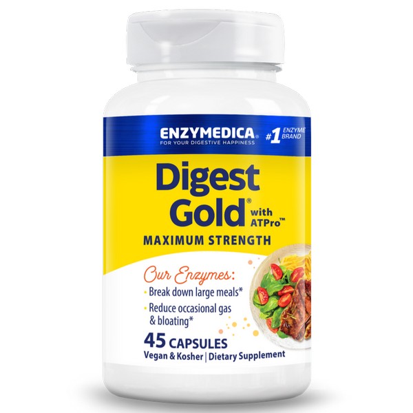 Enzymedica Digest Gold 45 Capsules Maximum Strength Digestive Enzymes Kosher Supplement